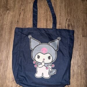Sanrio Navy Kuromi Graphic Tote Bag with Pink Accents